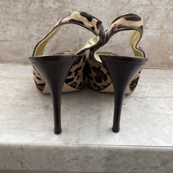 Nine West Leopard Print Peep Toe Heels - Picture 5 of 8